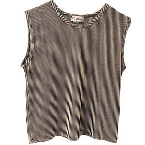 vtg Plissé 90s y2k trippy ribbed sleeveless top, medium